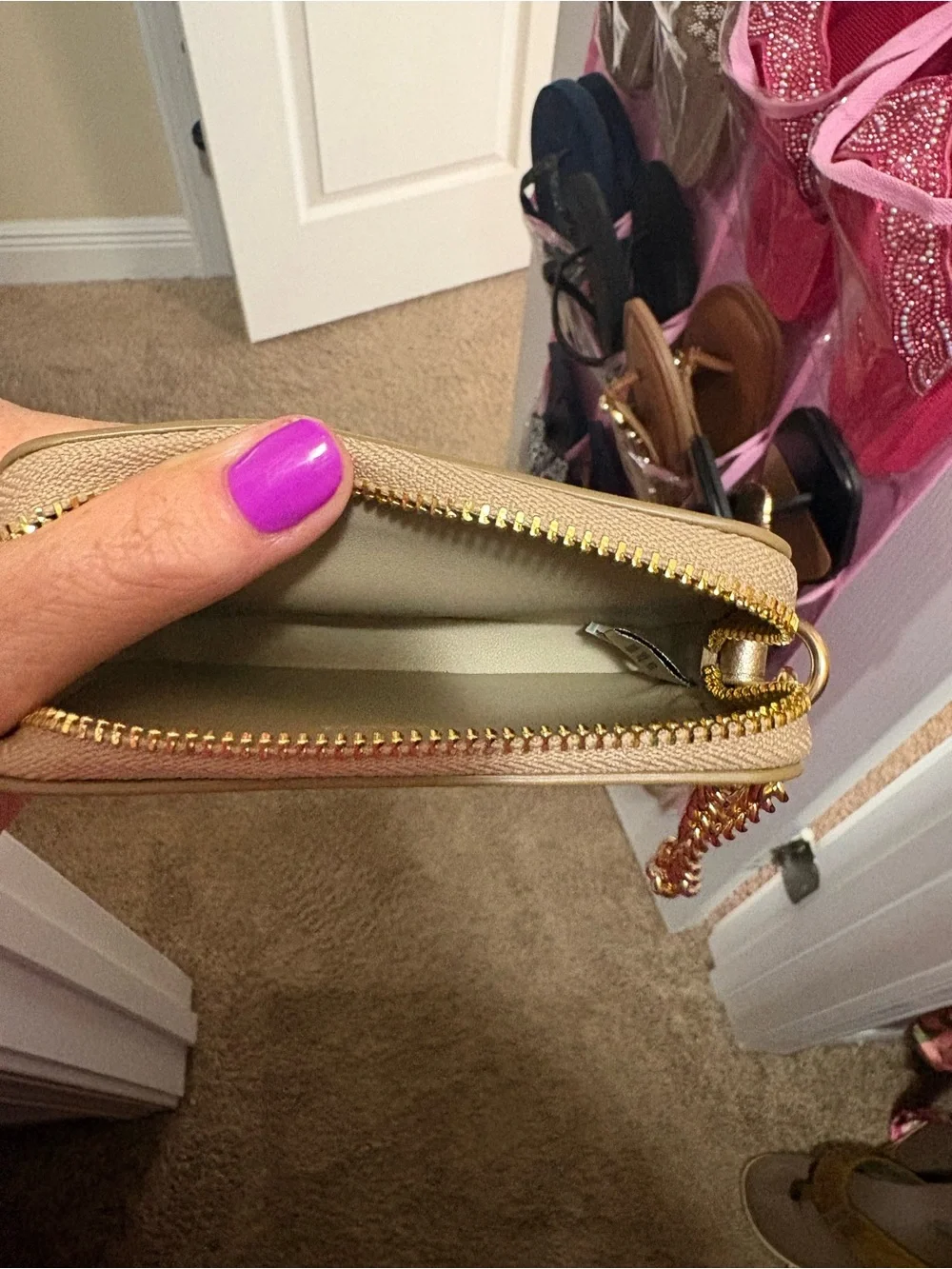 Coach Metallic Gold Zip Card Case - Picture 6 of 7
